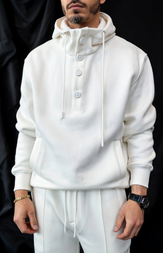 Men's Henley Hoodie Tracksuit Set